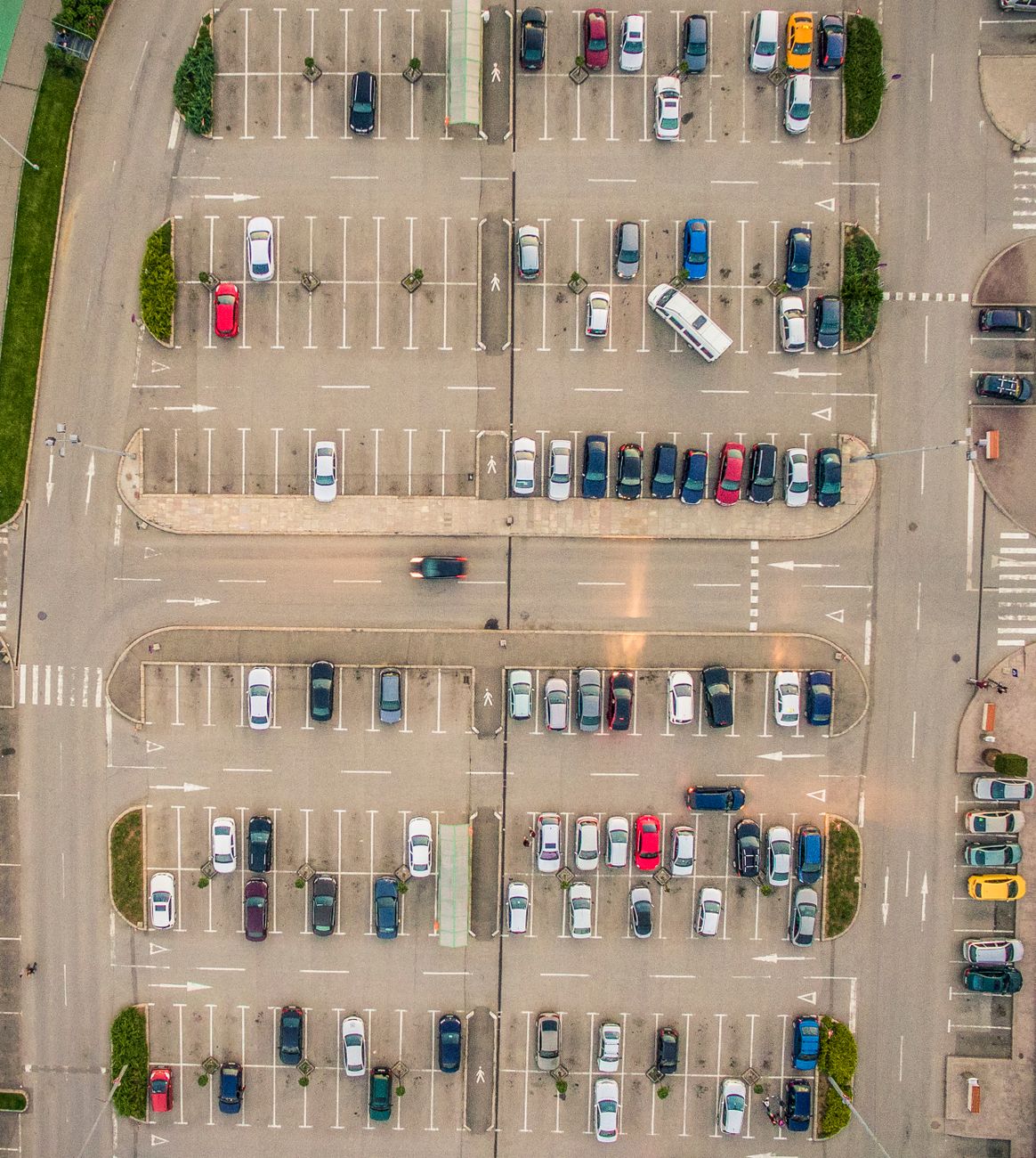 aerial photo of a parking lot